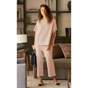 New Frank & Eileen Wide Leg Cropped Sweatpants in Mocha M Catherine